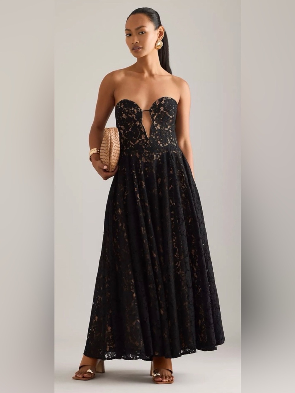 BARDOT Opal Lace Midi Dress in Black